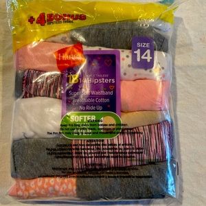 Hanes Girls Sz 14  Hipsters Tagless Underwear No Ride Up Multi-Color 18 Pack NEW